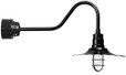 Wall Lights By American Nail Plate 16" LED Scallop Edged Radial Shade with Gooseneck Arm In Marine Grade Black with a 32w fluorescent R916-32WPL-RTC-E6-100GLFR-GUPC-101