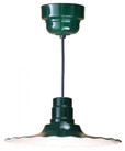 Chandeliers/Pendant Lights By American Nail Plate 16" Scallop Edged Radial Shade in Forest Green on an 8' Black cord with Driver Canopy using R916-M016LDNW40K-RTC-BLC-42