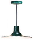 Chandeliers/Pendant Lights By American Nail Plate 18" Scallop Edged Radial Shade in Forest Green mounted on a 8' Black cord using a medium base R918-BLC-42