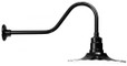 Wall Lights By American Nail Plate 16" Scallop Edged Radial Shade with Gooseneck Arm In Marine Grade Black. R918-E6-101