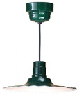 Chandeliers/Pendant Lights By American Nail Plate 18" Scallop Edged Radial Shade in Marine Grade Forest Green on an 8' Black cord with Driver R918-M024LDNW40K-RTC-BLC-102