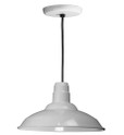 Chandeliers/Pendant Lights By American Nail Plate 16" Warehouse reflector Barn Style Shade in White on an 8' Black cord using a medium base W516-BLC-44