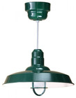 Chandeliers/Pendant Lights By American Nail Plate 18" Warehouse reflector Barn Style  Shade in Forest Green with clear glass and cast guard on an