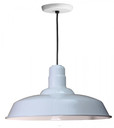 Chandeliers/Pendant Lights By American Nail Plate 20" Warehouse reflector Barn Style Shade in Marine Grade White on an 8' Black cord W520-BLC-107