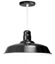 Chandeliers/Pendant Lights By American Nail Plate 20" Warehouse reflector Barn Style Shade in Marine Grade Black on an 8' White cord W520-WHC-101