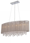 Chandeliers By Avenue Lighting BEVERLY DR. COLLECTION OVAL TAUPE SILK STRING SHADE AND CRYSTAL DUAL MOUNT HF1503-TP