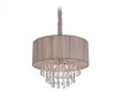 Chandeliers By Avenue Lighting VINELAND AVE. COLLECTION TAUPE LINED SILK STRING SHADE AND CRYSTAL HANGING FIXTURE HF1506-TP