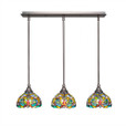 3 Light Multi Colored Mini-Pendant Light-25-BN-9905 by Toltec Lighting