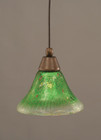 1 Light Green Mini-Pendant Light-22-BRZ-753 by Toltec Lighting
