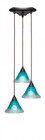 Europa 3 Light Blue Mini-Pendant Light-28-DG-458 by Toltec Lighting