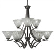 Zilo 9 Light Clear Chandelier-569-GP-7195 by Toltec Lighting