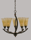 Bow 5 Light Amber Chandelier-275-BC-720 by Toltec Lighting