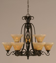 Elegante 9 Light Amber Chandelier-869-DG-750 by Toltec Lighting