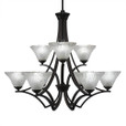 Zilo 9 Light White Chandelier-569-DG-751 by Toltec Lighting