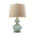 Lamps By Dimond Smoked Glass Table Lamp In Pale Green With Metallic Linen Shade D141