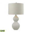 Lamps By Dimond Ribbed Gourd LED Table Lamp in Gloss White Ceramic D2575-LED