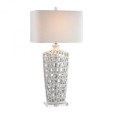 Lamps By Dimond Ceramic Table Lamp in Gloss White And Crystal 17x36 D2637