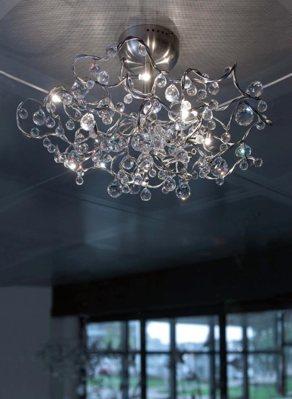 Harco Loor Tiara Diamond Chandelier 9 Light stainless steel&glass  Semi-Flushmount Ceiling Light-TIARADIAMONDPL9