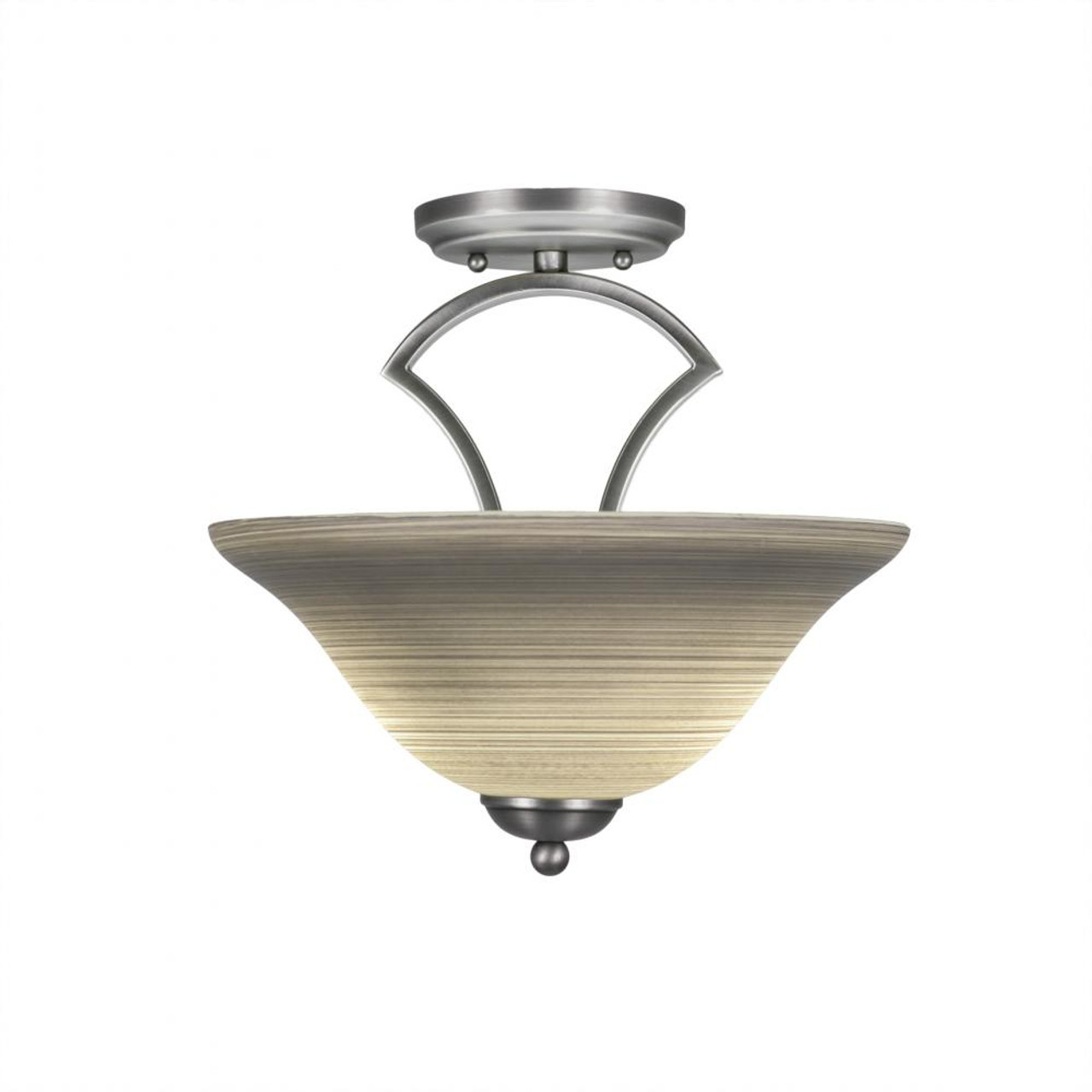 Toltec Zilo 2 Light 12 Inch Gray Linen Glass Semi-Flushmount Ceiling Light  563-GP-604