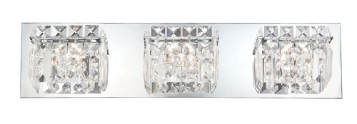 Wall Lights By Alico Crown 3 Light Vanity In Chrome And Clear Crystal Glass BV1003-0-15