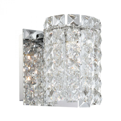 Wall Lights By Alico Queen 1 Light Vanity In Chrome And Clear Crystal Glass BV1301-0-15