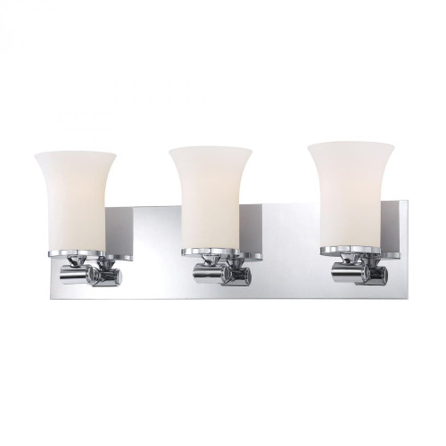 Wall Lights By Alico Flare 3 Light Vanity In Chrome And White Opal Glass BV2063-10-15