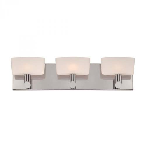 Wall Lights By Alico Toby 3 Light Vanity In Satin Nickel And White Opal Glass BV6023-10-16M