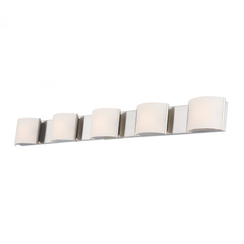 Wall Lights By Alico Pandora 5 Light Vanity In Chrome And White Opal Glass BV6T5-10-15