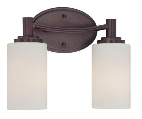 Wall Lights By Thomas Two-light bath fixture in Sienna Bronze finish with etched glass. 190022719