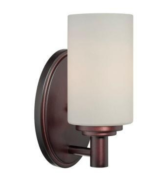 Wall Lights By Thomas One-light bath fixture in Sienna Bronze finish with etched glass. 190023719