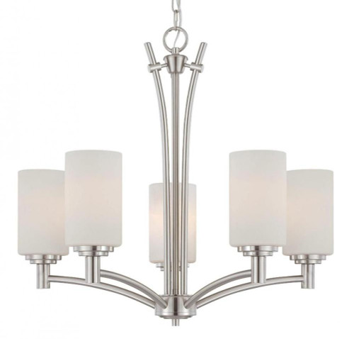 Chandeliers By Thomas Pittman 22in Five-light chandelier in Brushed Nickel finish with etched glass. 190041217