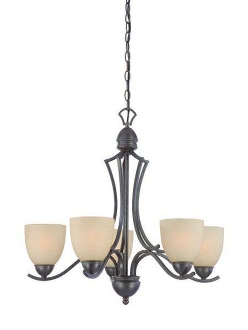 Chandeliers By Thomas Five-light chandelier in Sable Bronze finish with tea stained glass. SL808222