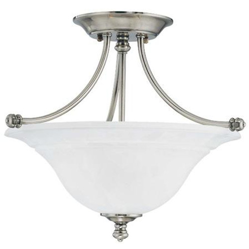 Ceiling Lights By Thomas Two-light semi-flushmount fixture in Satin Pewter finish with painted white marble glass. SL866241