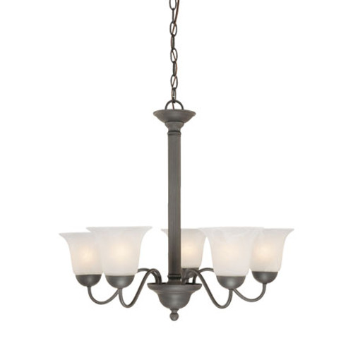 Chandeliers By Thomas Five-light chandelier in Painted Bronze finish with etched alabaster style glass. SL881163