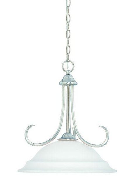 Chandeliers/Pendant Lights By Thomas Bella 18in One-light pendant in Brushed Nickel finish with etched glass SL891678
