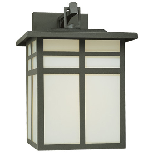 Outdoor Lights By Thomas MISSION 12.5in One-light outdoor wall fixture in Matte Black finish with cream colored glass SL90077