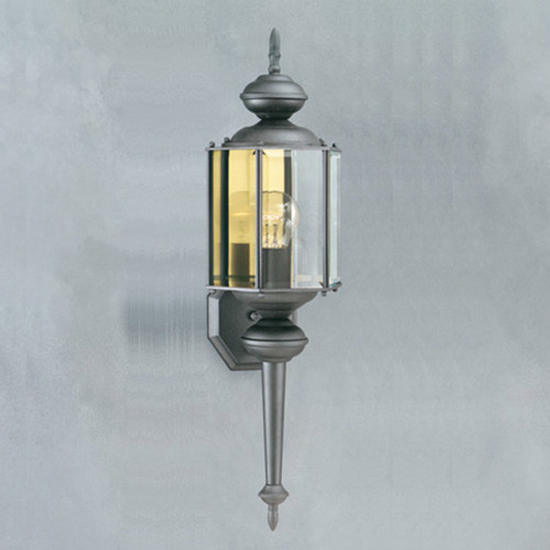 Outdoor Lights By Thomas One-light, classic Matte Black outdoor wall fixture with clear beveled glass panels SL92437