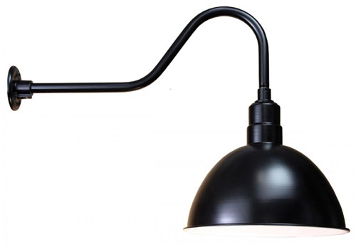 Wall Lights By American Nail Plate 16" Deep Bowl Shade with Gooseneck Arm in Marine Grade Black D616-E6-101