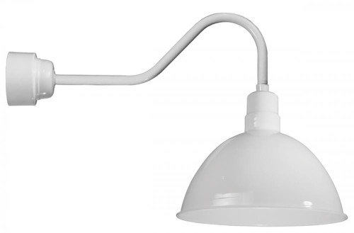 Wall Lights By American Nail Plate 16" Deep Bowl Shade in Marine Grade White, mounted on a gooseneck arm using a 16w LED module D616-M016LDNW40K-RTC-E6-107