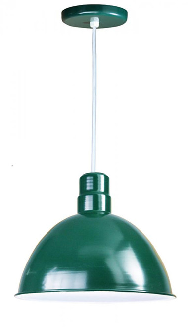 Chandeliers/Pendant Lights By American Nail Plate 16" Deep Bowl Shade on a White Cord with canopy using a medium base socket in Marine Grade Forest D616-WHC-102