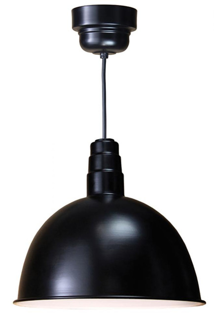 Chandeliers/Pendant Lights By American Nail Plate 18" Deep Bowl Shade with Frosted Glass and Wire Guard in Black on a Black cord using a 42w D618-42WPL-RTC-BLC-200GLFR-GUP-41