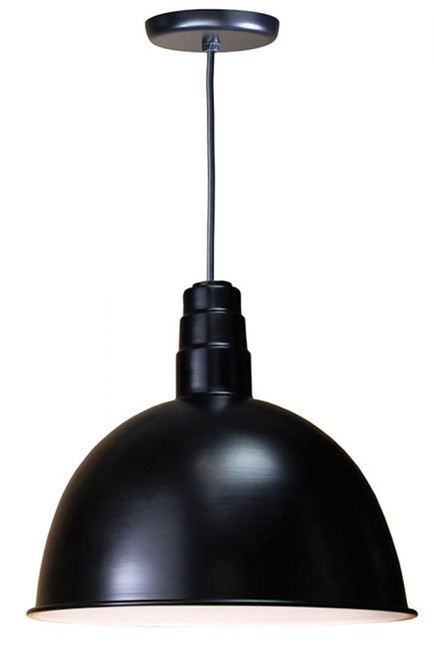 Chandeliers/Pendant Lights By American Nail Plate 18" Deep Bowl Shade in Marine Grade Black with a Black Cord using a medium base socket D618-BLC-101