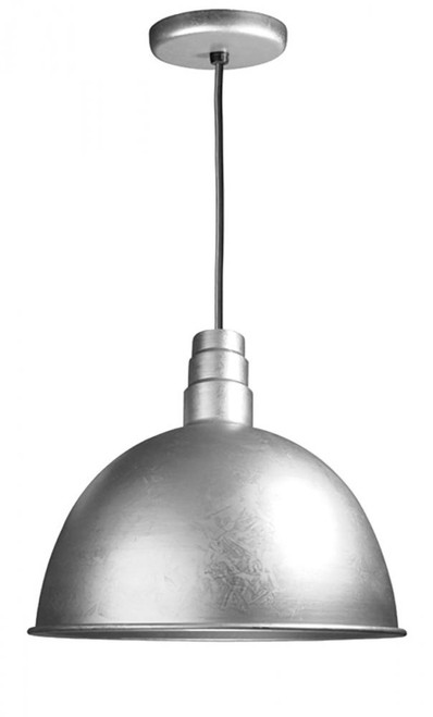Chandeliers/Pendant Lights By American Nail Plate 18" Deep Bowl Shade in Galvanized with a Black Cord using a medium base socket D618-BLC-49