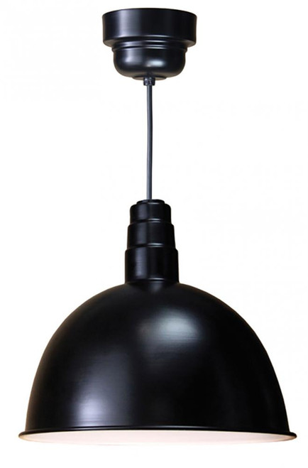 Chandeliers/Pendant Lights By American Nail Plate 18" Deep Bowl Shade in Black on a Black cord using 24w LED module D618-M024LDNW40K-RTC-BLC-41