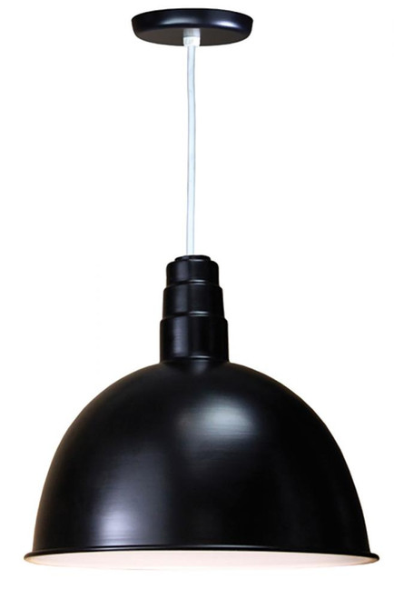 Chandeliers/Pendant Lights By American Nail Plate 18" Deep Bowl Shade in Marine Grade Black with a White Cord using a medium base socket D618-WHC-101