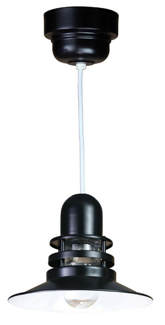 Chandeliers/Pendant Lights By American Nail Plate 12" Orbitor Shade including frosted glass in Marine Grade Black on an 8' White Cord ORB12-FR-32WPL-RTC-WHC-101