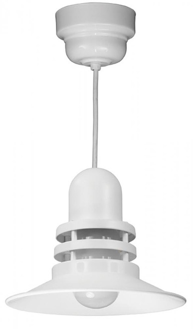 Chandeliers/Pendant Lights By American Nail Plate 12" Orbitor Shade including frosted glass in White on an 8' White Cord with a 32w fluorescent ORB12-FR-32WPL-RTC-WHC-44