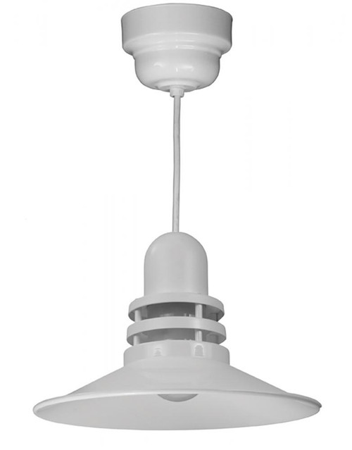 Chandeliers/Pendant Lights By American Nail Plate 16" Orbitor Shade in White includes frosted glass on an 8' White cord with a 32w fluorescent ORB16-FR-32WPL-RTC-WHC-44