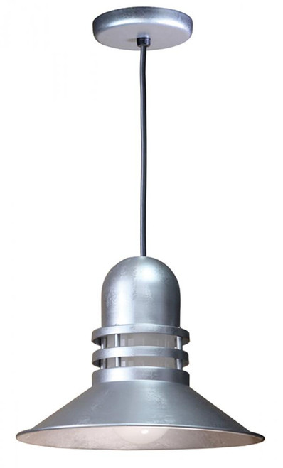 Chandeliers/Pendant Lights By American Nail Plate 16" Orbitor Shade including frosted glass on an 8' Black cord in Galvanized with a medium base