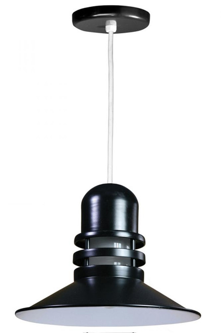 Chandeliers/Pendant Lights By American Nail Plate 16" Orbitor Shade including frosted glass on an 8' White cord in Black with a medium base so